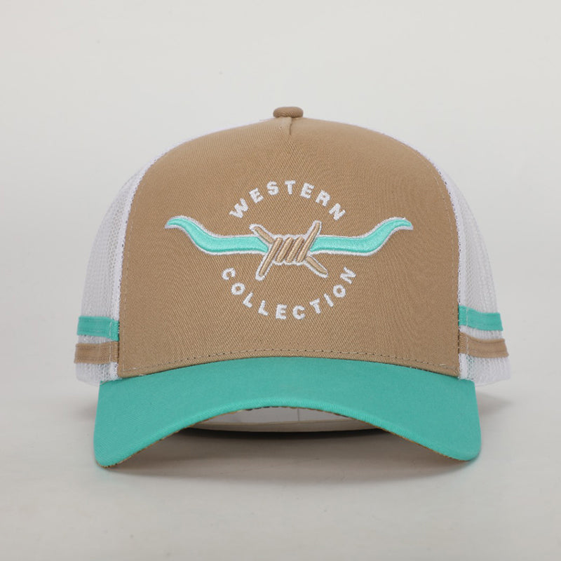 Teal & Wheat Ladies Trucker Cap