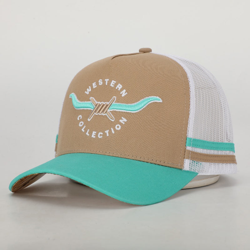 Teal & Wheat Ladies Trucker Cap